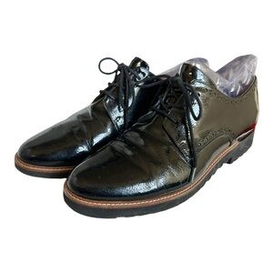 Franco Sarto Carlee Black Patent Faux Leather Oxfords Women’s Size 10